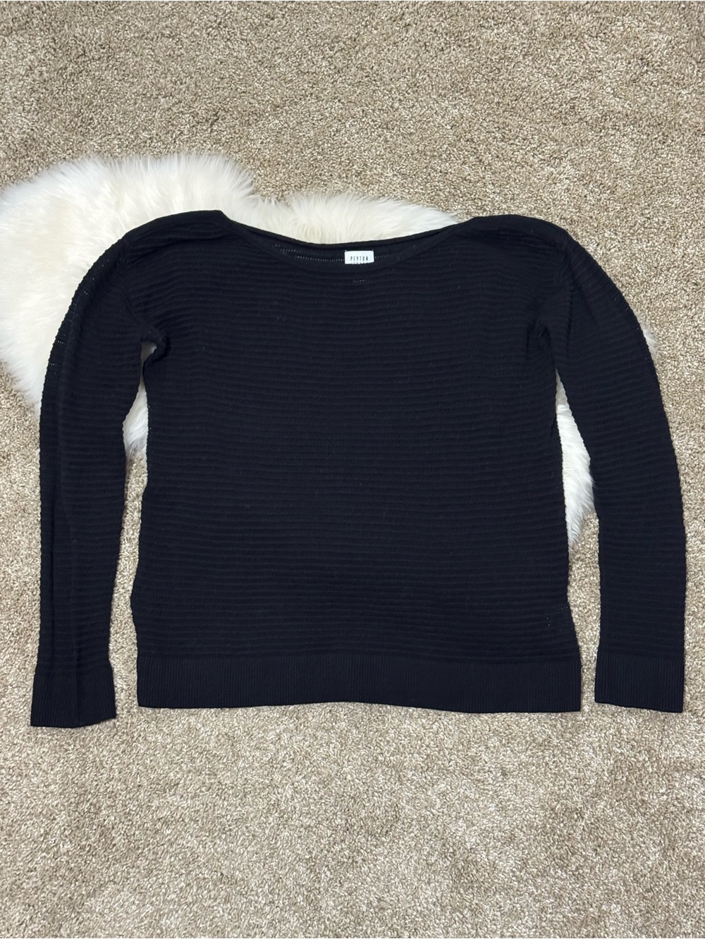 Peyton Jensen Women’s Black Cotton Boatneck Sweater Size S